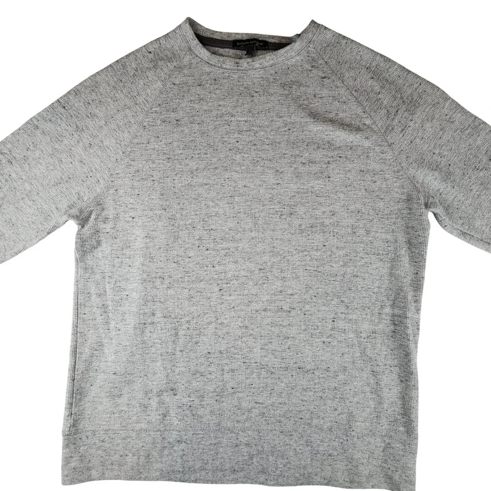 Banana Republic Mens Large Waffle Knit Textured Shirt Gray Crewneck L